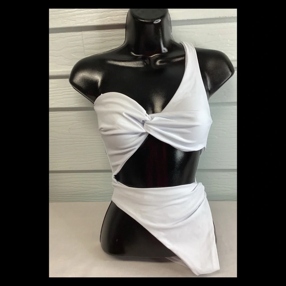 White one piece swimsuit. - Picture 1 of 8